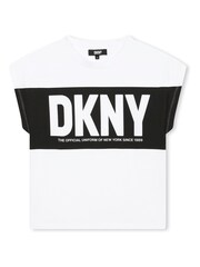 DKNY Short Sleeve Logo Colourblock White T-Shirt - Image 1 of 1
