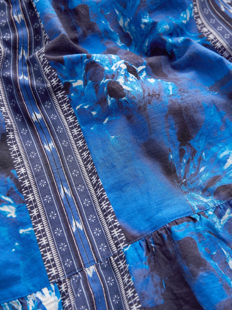 Blauer Print - Maxikleid mit Puffärmeln - Bild 6 von 6
