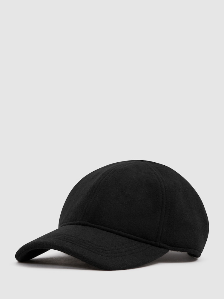 Reiss Black Clark Wool Blend Baseball Cap - Image 1 of 4