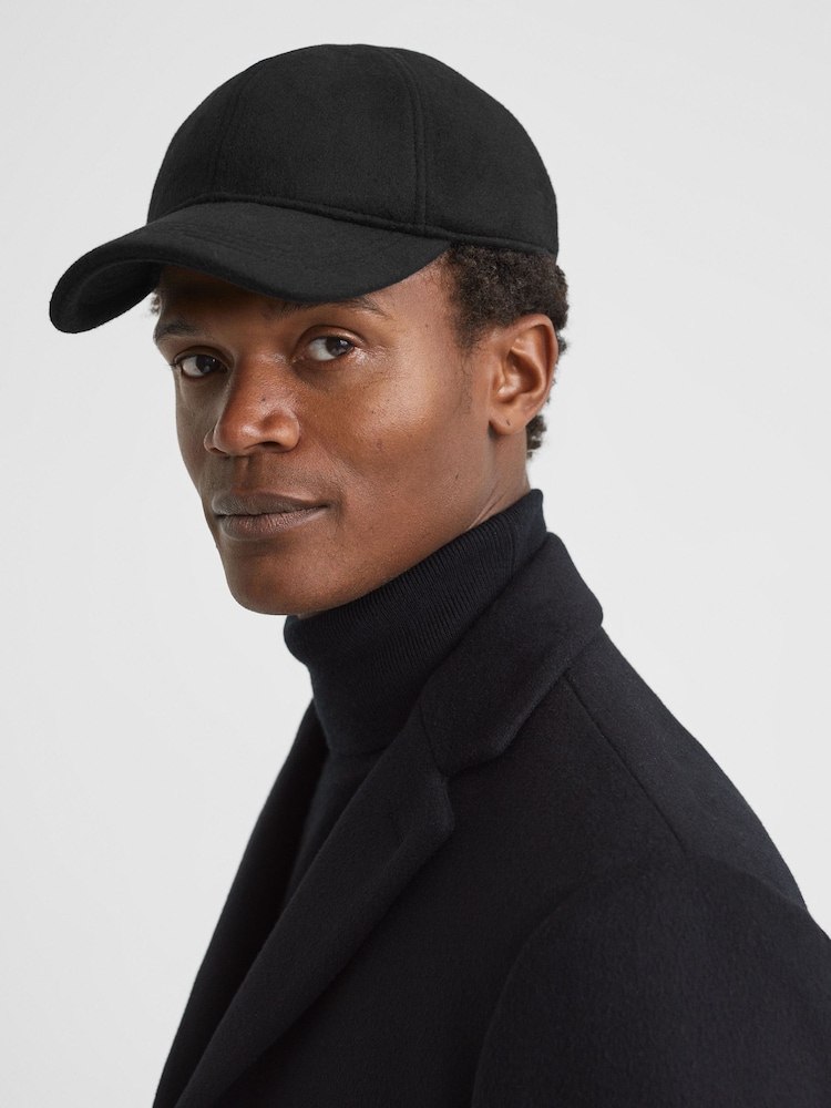 Reiss Black Clark Wool Blend Baseball Cap - Image 2 of 4