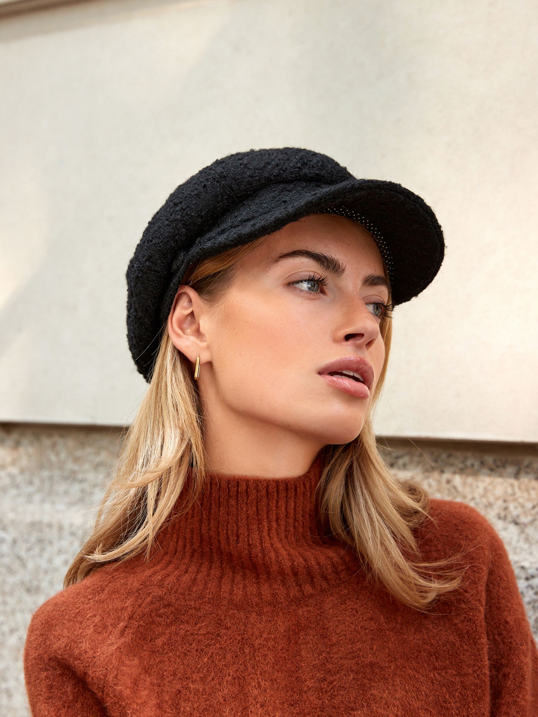 Ladies black baker boy hat cheap