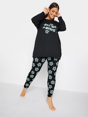 Yours Curve Black Day Off Loungewear Sweat Set - Image 1 of 4