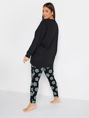 Yours Curve Black Day Off Loungewear Sweat Set - Image 2 of 4
