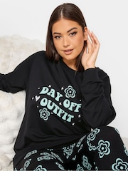 Yours Curve Black Day Off Loungewear Sweat Set - Image 4 of 4