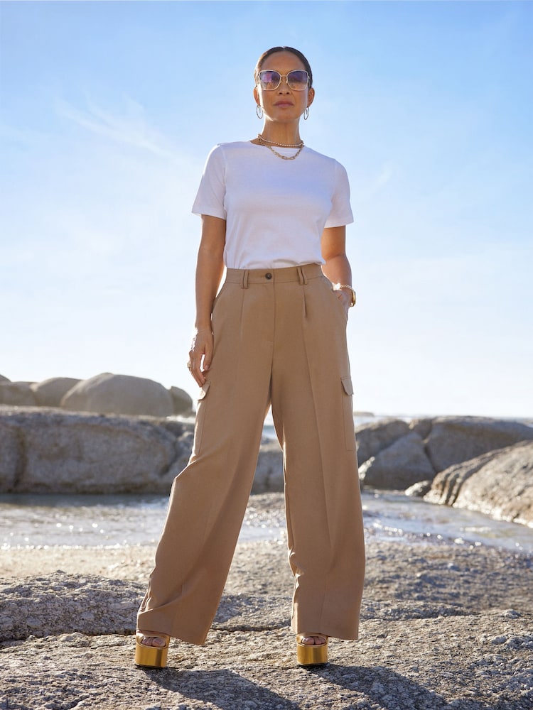 Myleene Klass Camel Cargo Suit Trousers - Image 2 of 5