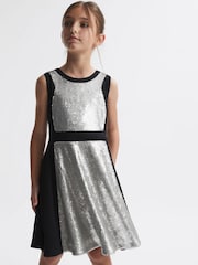 Vestido de corte holgado con lentejuelas Libra de Reiss - Imagen 3 de 5