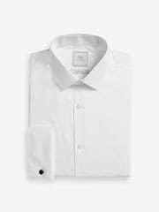 White Slim Fit Double Cuff 100% Cotton Shirt - Image 5 of 7
