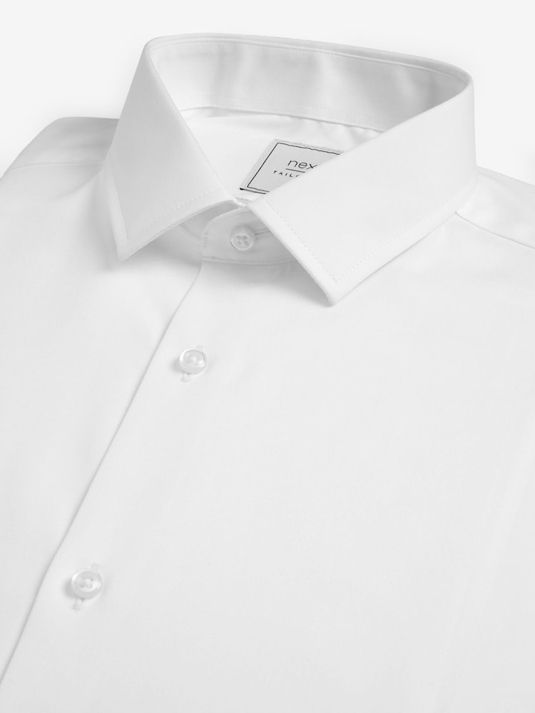 White Slim Fit Double Cuff 100% Cotton Shirt - Image 6 of 7
