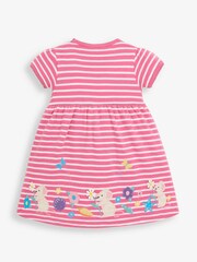 JoJo Maman Bébé Orchid Girls' Stripe Mouse Appliqué Dress - Image 2 of 3