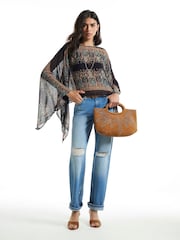 River Island Black Paisley Scarf Print Batwing Top - Image 3 of 4