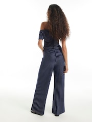 River Island Blue Pinstripe Wide Leg Trousers - Image 2 of 4