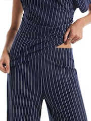 River Island Blue Pinstripe Wide Leg Trousers - Image 3 of 4