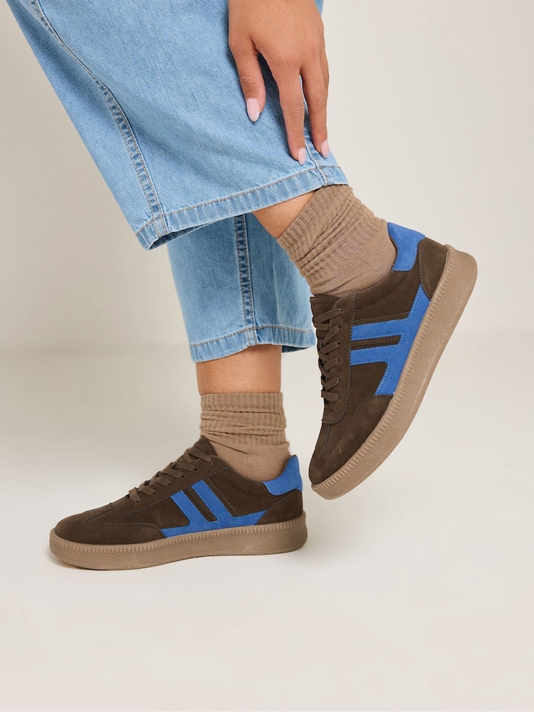Yours Curve Brown Extra Wide Fit Side Panel Trainers - Image 1 of 5 Yours Curve Brown Extra Wide Fit Side Panel Trainers - Image 1 of 5
