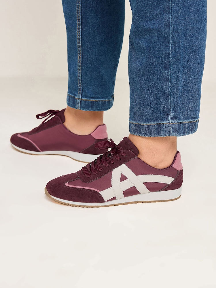Yours Curve Red Slim Sole Trainers In Wide E Fit - Image 1 of 5