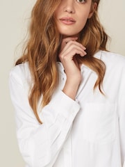 White Casual Boyfriend 100% Cotton Shirt - Image 4 of 5
