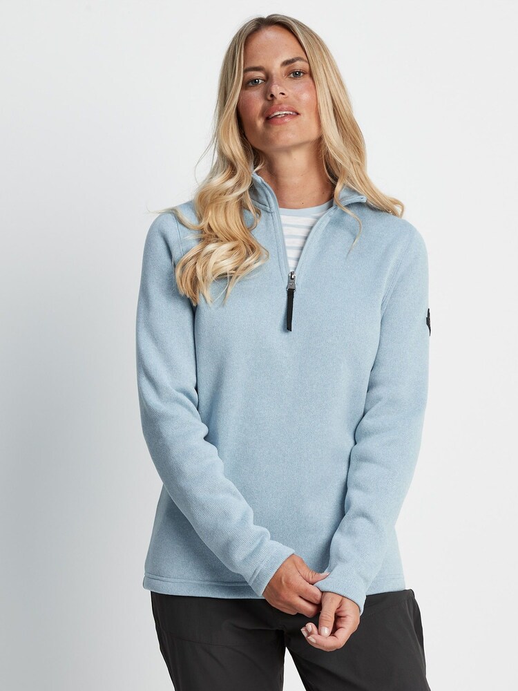 Tog 24 Light Blue Pearson Knit Look Zip Neck Fleece - Image 1 of 7