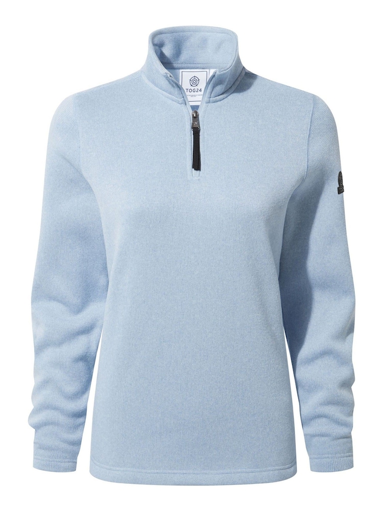 Tog 24 Light Blue Pearson Knit Look Zip Neck Fleece - Image 7 of 7