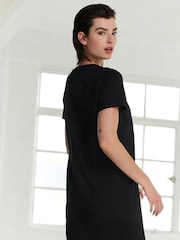 Black 100% Cotton Crew Neck Short Sleeve T-Shirt Dress - Image 2 of 6