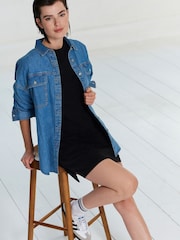 Black 100% Cotton Crew Neck Short Sleeve T-Shirt Dress - Image 3 of 6