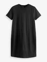 Black 100% Cotton Crew Neck Short Sleeve T-Shirt Dress - Image 5 of 6