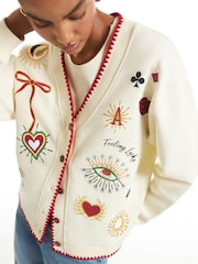 River Island Cream Quirky Boutique Sweatshirt Cardigan - Image 2 of 4