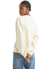 River Island Cream Quirky Boutique Sweatshirt Cardigan - Image 4 of 4