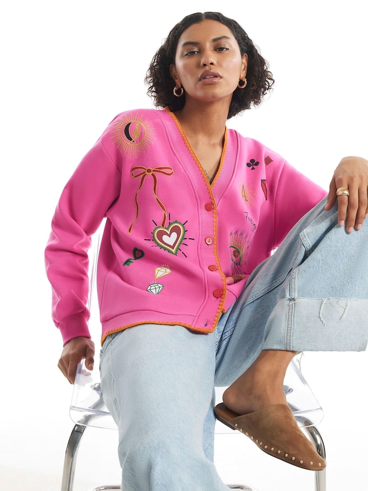 River Island Pink Quirky Boutique Sweatshirt Cardigan - Image 2 of 4