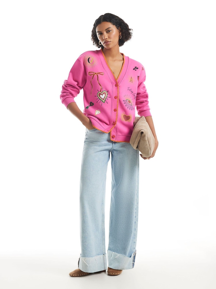 River Island Pink Quirky Boutique Sweatshirt Cardigan - Image 4 of 4