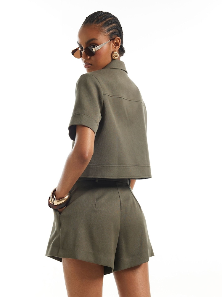 River Island Green Short Sleeve Pocket Detail Jacket - Image 4 of 4