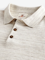 Natural Linen Blend Knitted Polo Shirt - Image 6 of 7