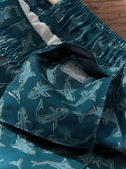 Blue Shark Printed Swim Shorts - Image 11 of 12