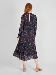 JoJo Maman Bébé Navy Floral Pleated Maternity Dress - Image 2 of 4