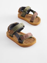 Brown Standard Fit (F) Touch Fastening Adjustable Strap Tape Trekker Sandals - Image 1 of 5