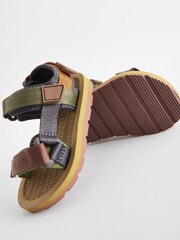 Brown Standard Fit (F) Touch Fastening Adjustable Strap Tape Trekker Sandals - Image 4 of 5