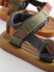 Brown Standard Fit (F) Touch Fastening Adjustable Strap Tape Trekker Sandals - Image 5 of 5