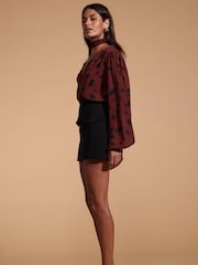 Dancing Leopard Lyma Multi-Way Tie Neck Brown Top - Image 3 of 4