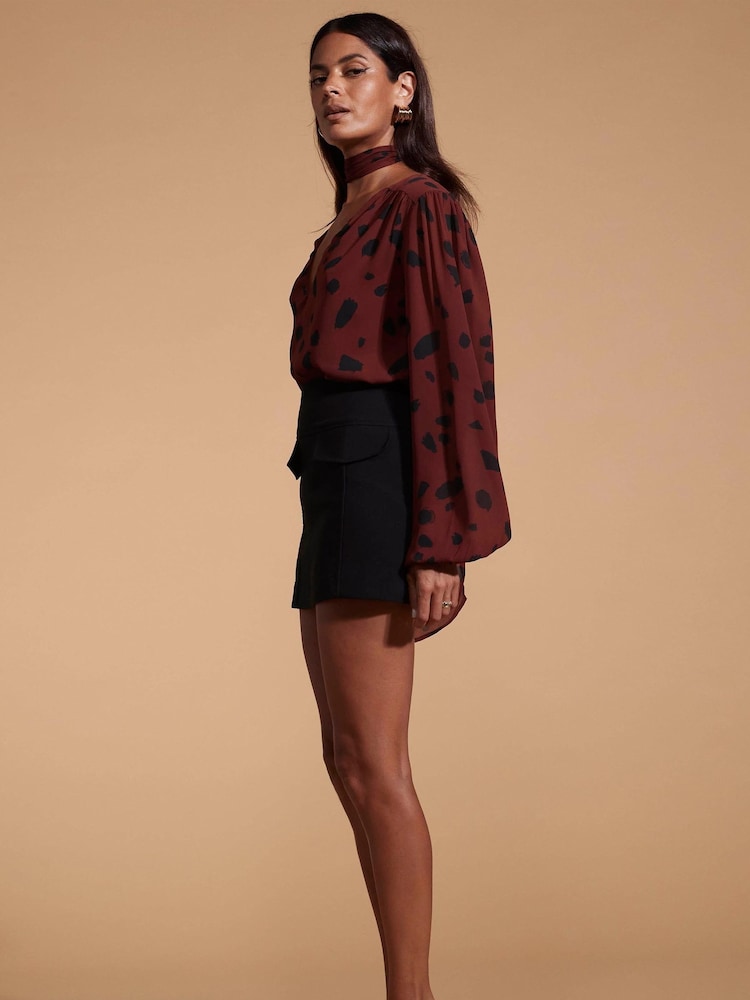 Dancing Leopard Lyma Multi-Way Tie Neck Brown Top - Image 3 of 4