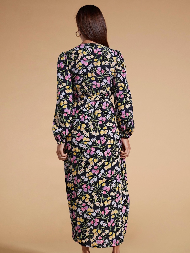Dancing Leopard Mabel Midaxi Mock Wrap Black Dress - Image 2 of 4