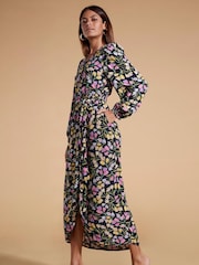 Dancing Leopard Mabel Midaxi Mock Wrap Black Dress - Image 3 of 4