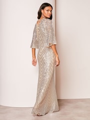 Creme - Lipsy Wendbares, paillettenbesetztes Maxikleid mit Wasserfallausschnitt - Bild 2 von 4