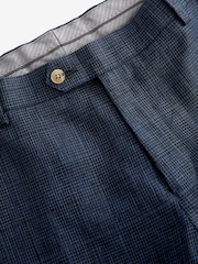 Marineblau - Leinen Karo Anzughose Regular Fit - Bild 1 von 1
