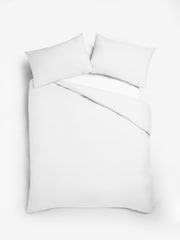 White Cotton Rich Plain Duvet Cover and Pillowcase Set - Image 2 of 3