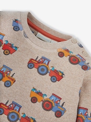 JoJo Maman Bébé Natural Tractor & Trailer Printed Sweatshirt - Image 4 of 4