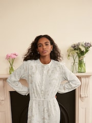Laura Ashley Grey Josette Print Pointelle Jersey Lounge Jumpsuit - Image 3 of 8