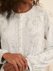 Laura Ashley Grey Josette Print Pointelle Jersey Lounge Jumpsuit - Image 6 of 8