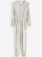 Laura Ashley Grey Josette Print Pointelle Jersey Lounge Jumpsuit - Image 7 of 8