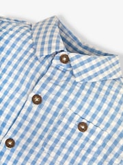 JoJo Maman Bébé Light Blue Short Sleeve Gingham Shirt - Image 2 of 4