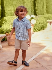 JoJo Maman Bébé Light Blue Short Sleeve Gingham Shirt - Image 4 of 4