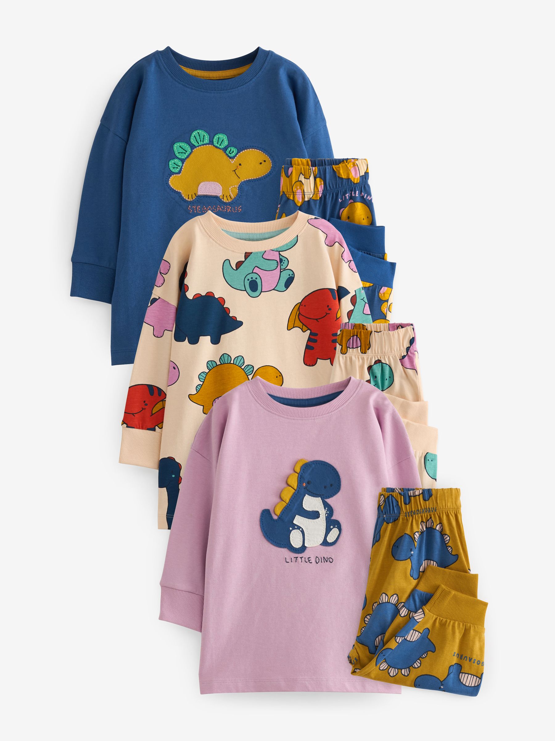 Buy Cobalt Blue Ochre Yellow Dinosaur Oversized Pyjamas 3 Pack 9mths 8yrs from Next Luxembourg