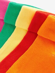 Bright Multi Coloured 5 Pack Cotton Rich Roll Top Ankle Socks - Image 7 of 7